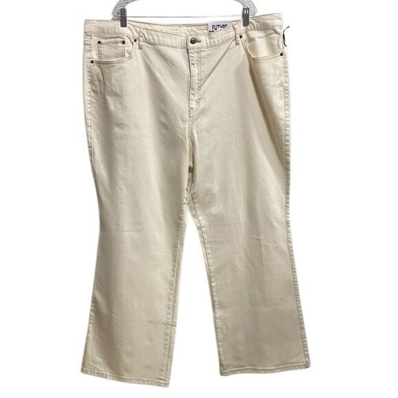 NWT Future Collective High Rise Flare Jeans 24 Cream Gabriella Karefa-Johnson - Picture 4 of 15